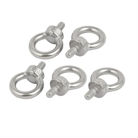 5pcs M6x11mm Thread 16mm Inside Dia 27mm OD 304 Stainless Steel Lifting Eye Bolt